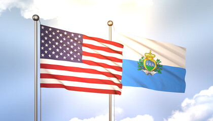 San Marino and USA Flag Together A Concept of Realations