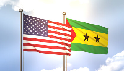 Sao Tomé and Principe and USA Flag Together