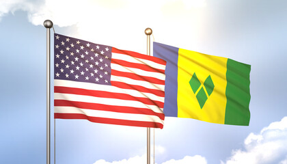 Saint Vincent and the Grenadines and USA Flag Together