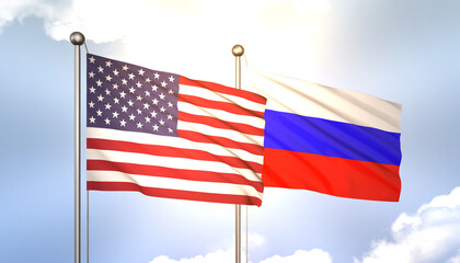 Russia and USA Flag Together A Concept of Realations