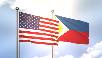 Philippines and USA Flag Together A Concept of Realations