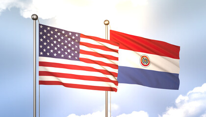 Paraguay and USA Flag Together A Concept of Realations