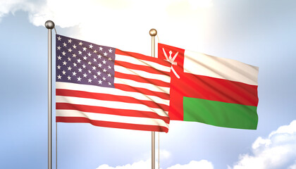 Oman and USA Flag Together A Concept of Realations