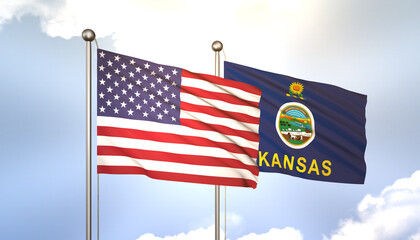 Kansas and USA Flag Together A Concept of Realations