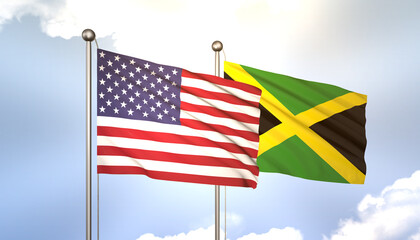 Jamaica and USA Flag Together A Concept of Realations