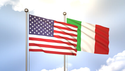 Italy and USA Flag Together A Concept of Realations