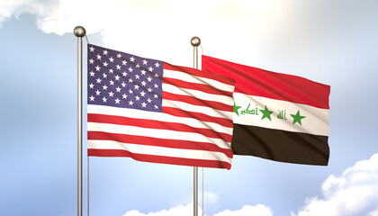Iraq and USA Flag Together A Concept of Realations