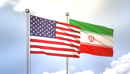 Iran and USA Flag Together A Concept of Realations - obrazy, fototapety, plakaty