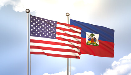 Haiti and USA Flag Together A Concept of Realations
