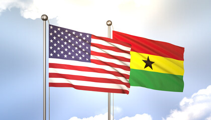 Ghana and USA Flag Together A Concept of Realations