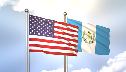 Guatemala and USA Flag Together A Concept of Realations