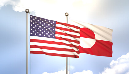 Greenland and USA Flag Together A Concept of Realations © Ahmed