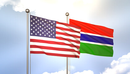 Gambia and USA Flag Together A Concept of Realations