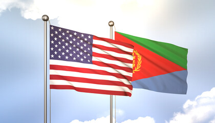 Eritrea and USA Flag Together A Concept of Realations