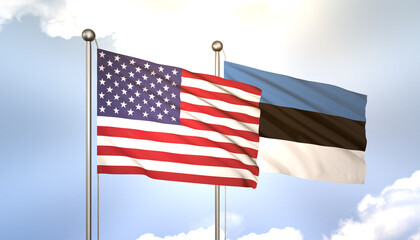 Estonia and USA Flag Together A Concept of Realations