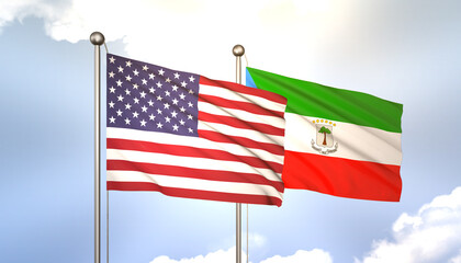 Equatorial Guinea and USA Flag Together A Concept of Realations