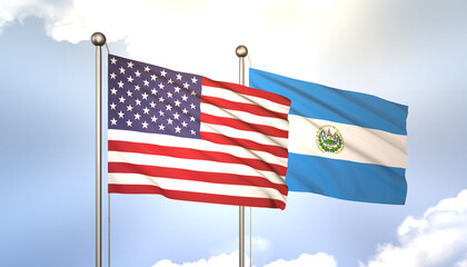 El Salvador and USA Flag Together A Concept of Realations