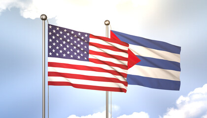 Cuba and USA Flag Together A Concept of Realations