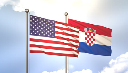 Croatia and USA Flag Together A Concept of Realations
