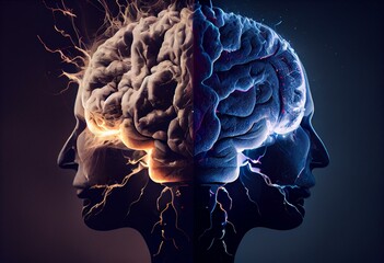 Bipolar Brain Disorder. Generative AI - obrazy, fototapety, plakaty