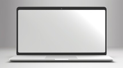 Laptop with blank screen isolated on grey background. illustration. Generative AI