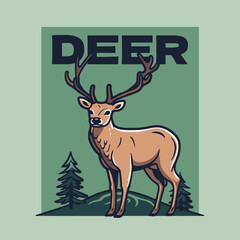 Wildlife deer vintage design illustration