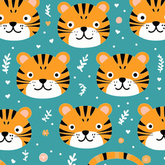 Obraz premium Cute tiger pattern background