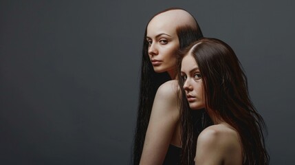 Woman suffering from alopecia - obrazy, fototapety, plakaty