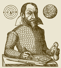 German astronomer and mathematician Simon Marius, after antique engraving from 17th century © M
