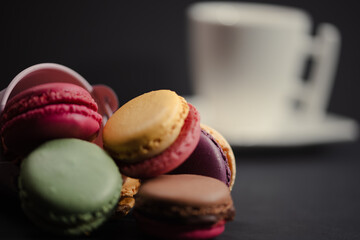 macaroons and cup of coffee