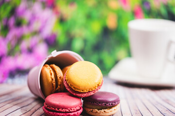 macaroons and cup of coffee