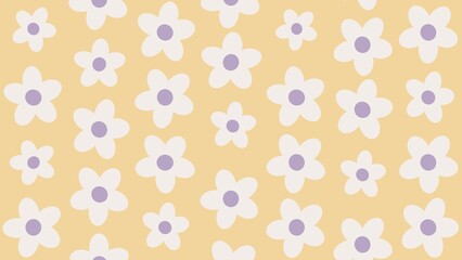 Flowers composition. Chamomile flowers on yellow background. Spring, summer concept. Flat color style 