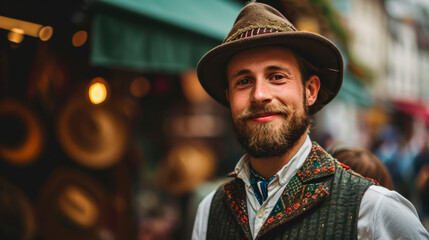 man in traditional German costume Tracht - obrazy, fototapety, plakaty