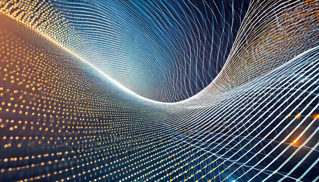 Data flow, informational infinity. Concept of AI technology, digital, communication, 5G, science. Lines wavy flowing