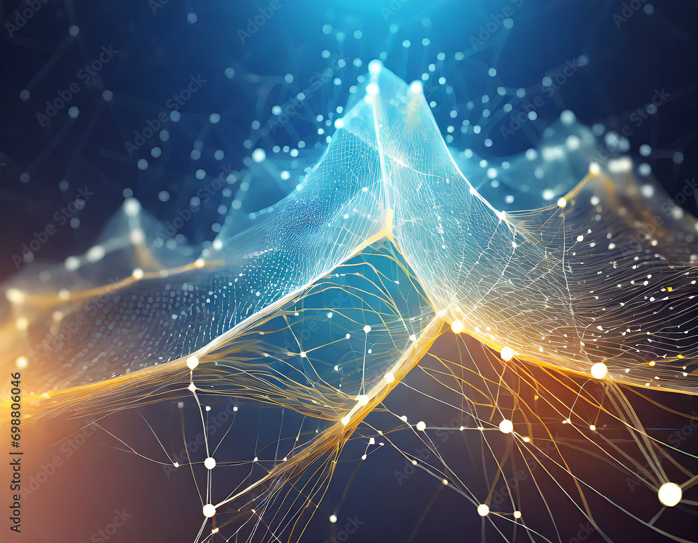 Poster big data concept. digital neural network. introduction of artificial intelligence. cyberspace of fut