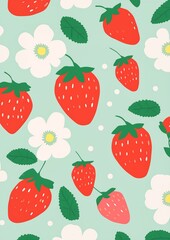 strawberries flowers green background favorite format net society princess banner cheery