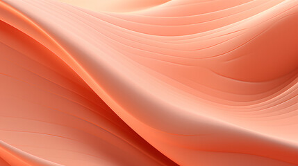 Abstract bright background in Peach Fuzz shade, delicate color of the year. Peach wave, with transitions. Watercolor lines, banner.