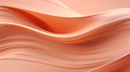 Abstract bright background in Peach Fuzz shade, delicate color of the year. Peach wave, with transitions. Watercolor lines, banner.