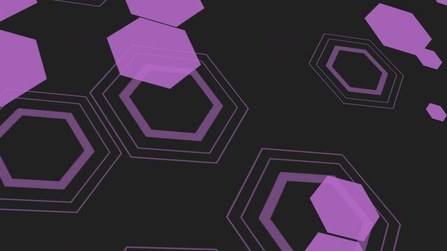 An abstract image featuring purple and black geometric shapes arranged in a hexagonal pattern, potentially serving as a visually striking design element for a website or app