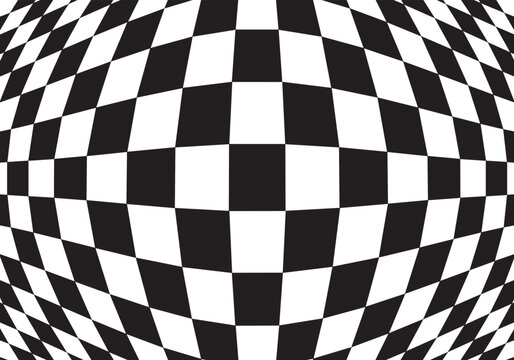 black and white checkered pattern background with distortion