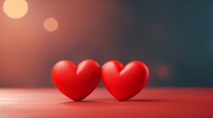 pair of red hearts, award winning studio photography