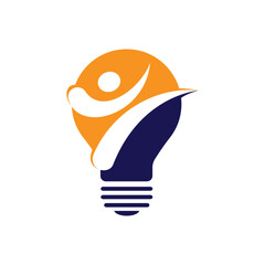 Karate sports idea vector logo concepts. Man kicking and bulb icon.