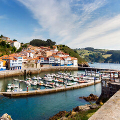 Fototapeta na wymiar port of cudillero in asturias in the north of spain on a summer day
