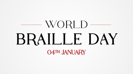 World Braille Day text banner. Handwriting calligraphy text World Braille Day. World Braille Day handwriting inscription card. Isolated on grey gradation background. 