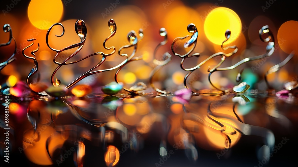 Poster vibrant multicolored musical abstract background with neural network flying musical notes