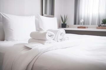 White towel on bed