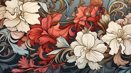 Floral Symphony: An Art Nouveau Ode to Nature's Elegance