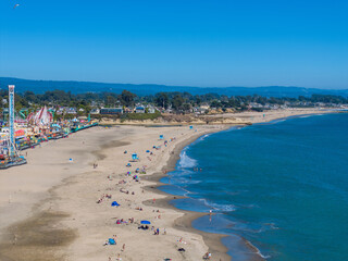 Aerial view of the Santa Cruz beach town in California, USA.