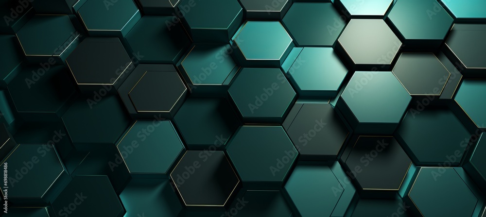 Poster vibrant green hexagonal geometric abstract background with stylish elements and dynamic composition