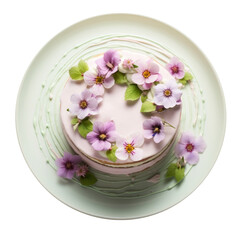 Delicious Spring Flower Cake Isolated on a Transparent Background